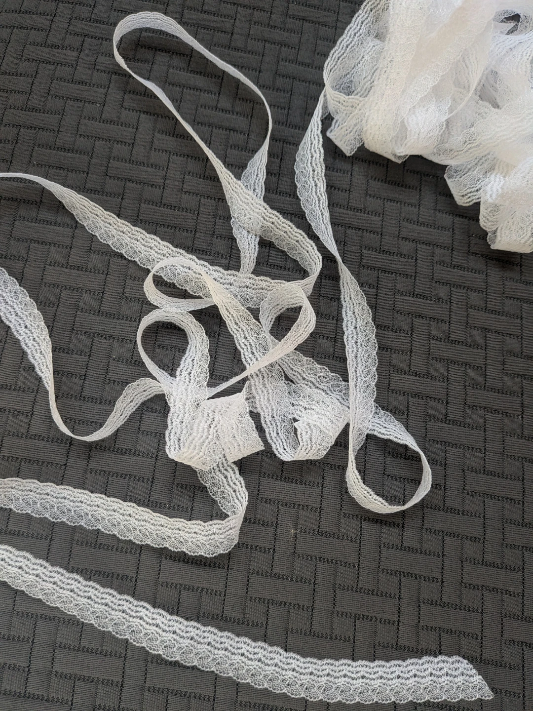 Vintage sheer white lace trim - 5 yards for $3