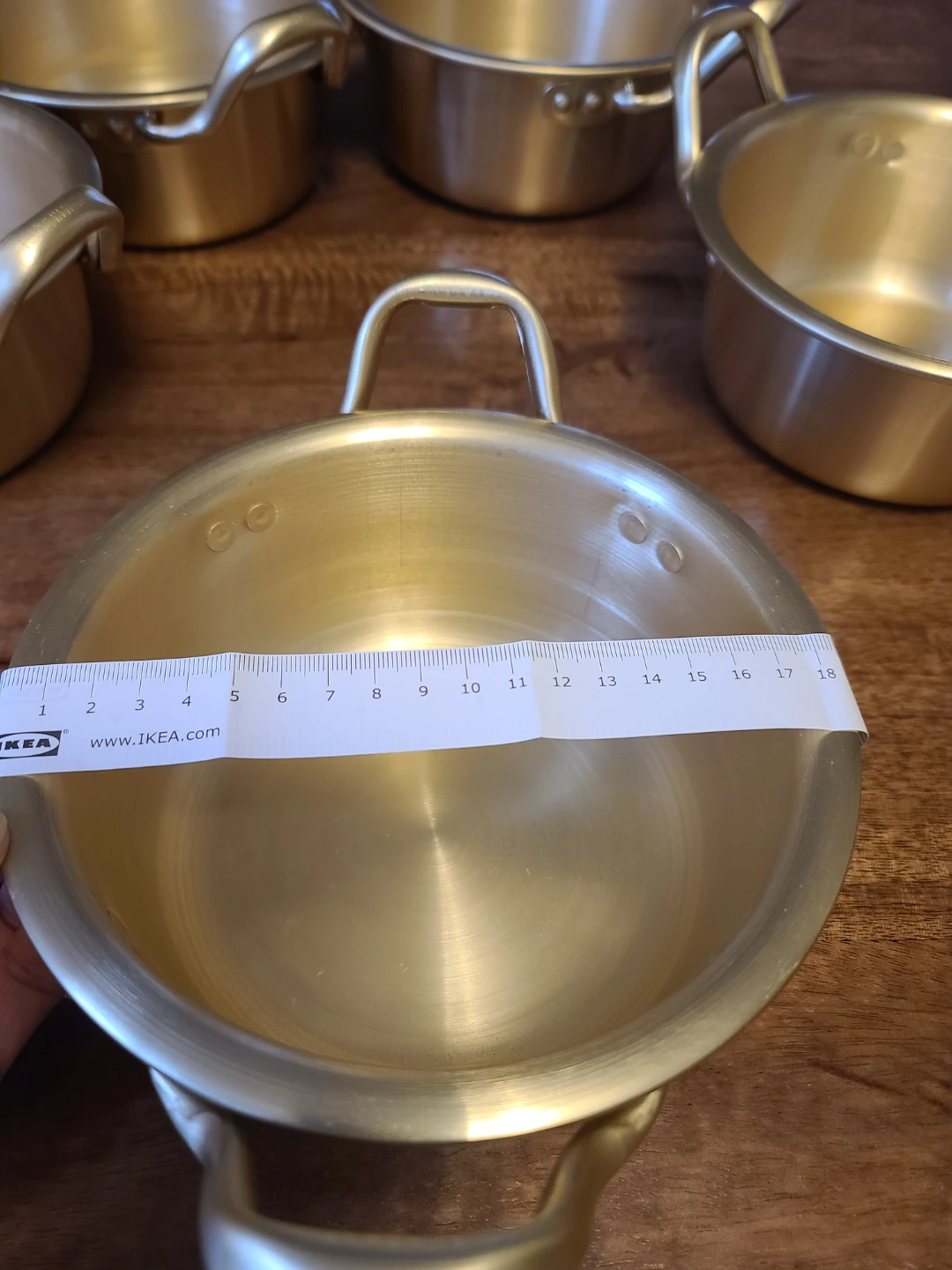 Set of 10 Gold-Tone Aluminum Ramen Pots