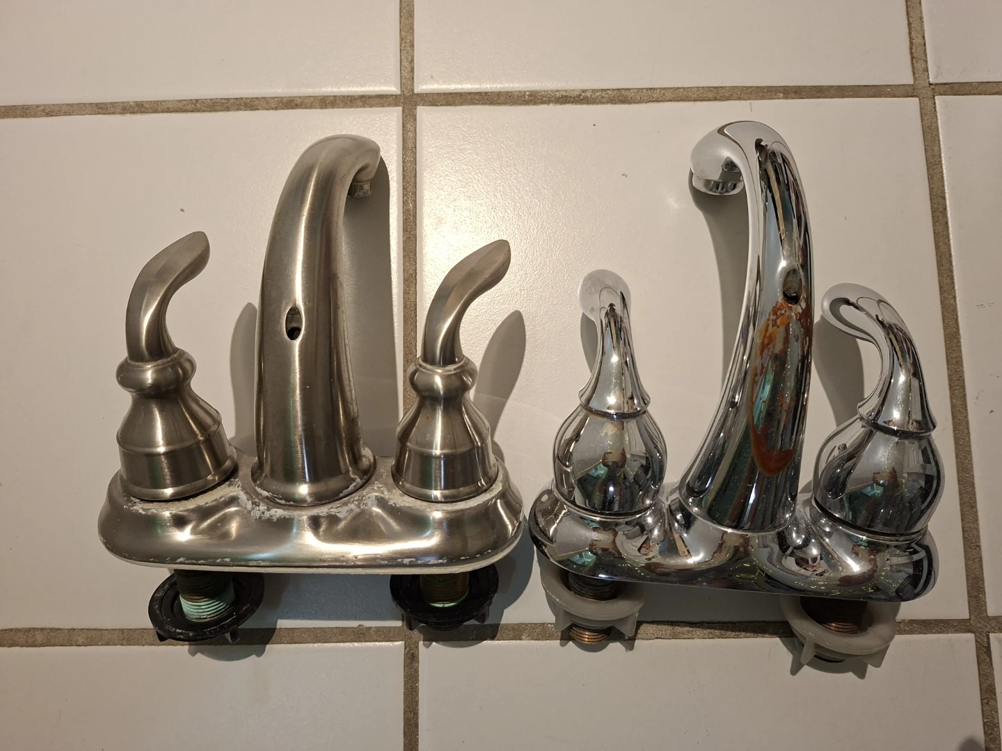Two-handle bathroom sink faucets