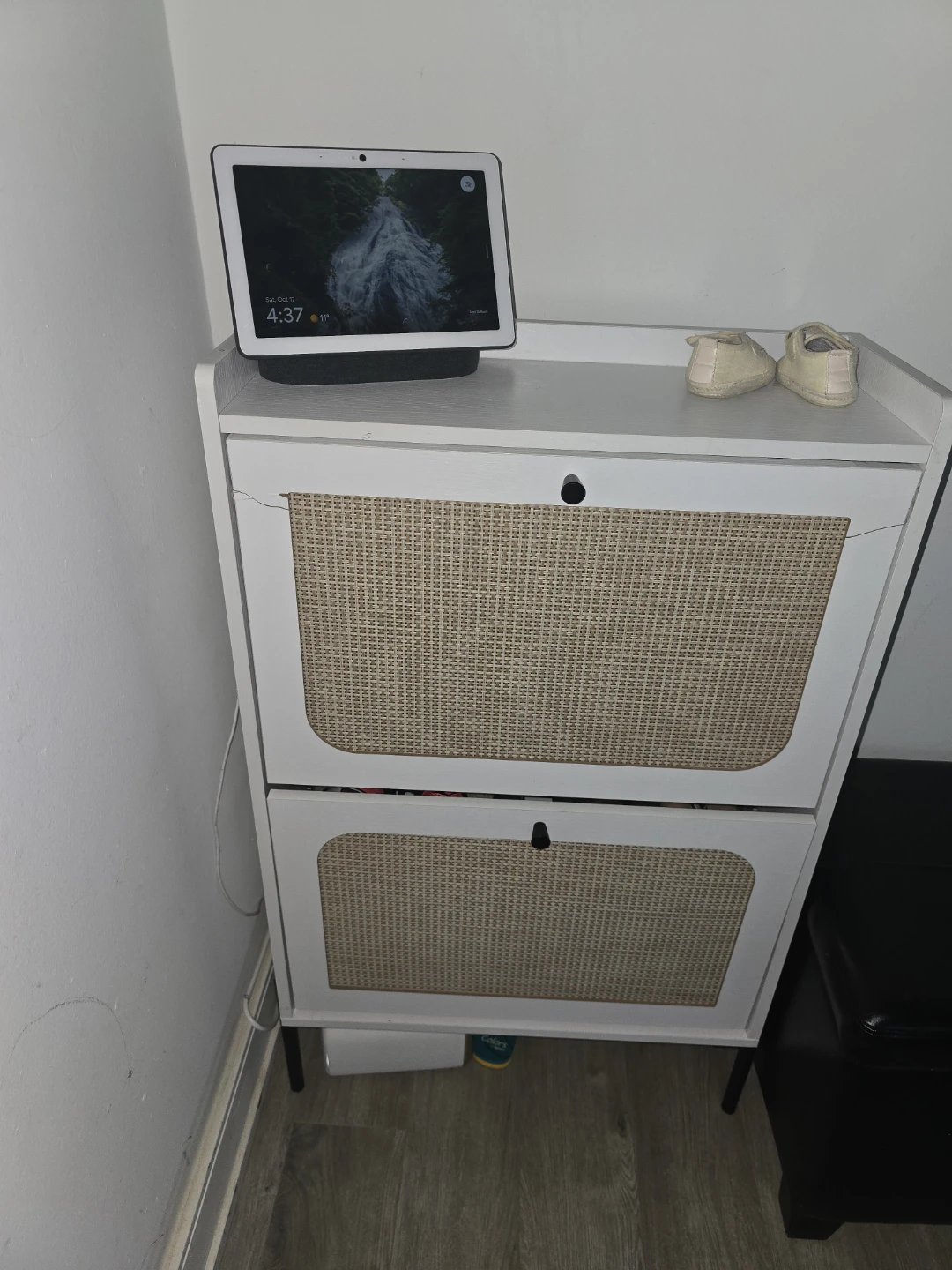 White Two-Tier Shoe Cabinet