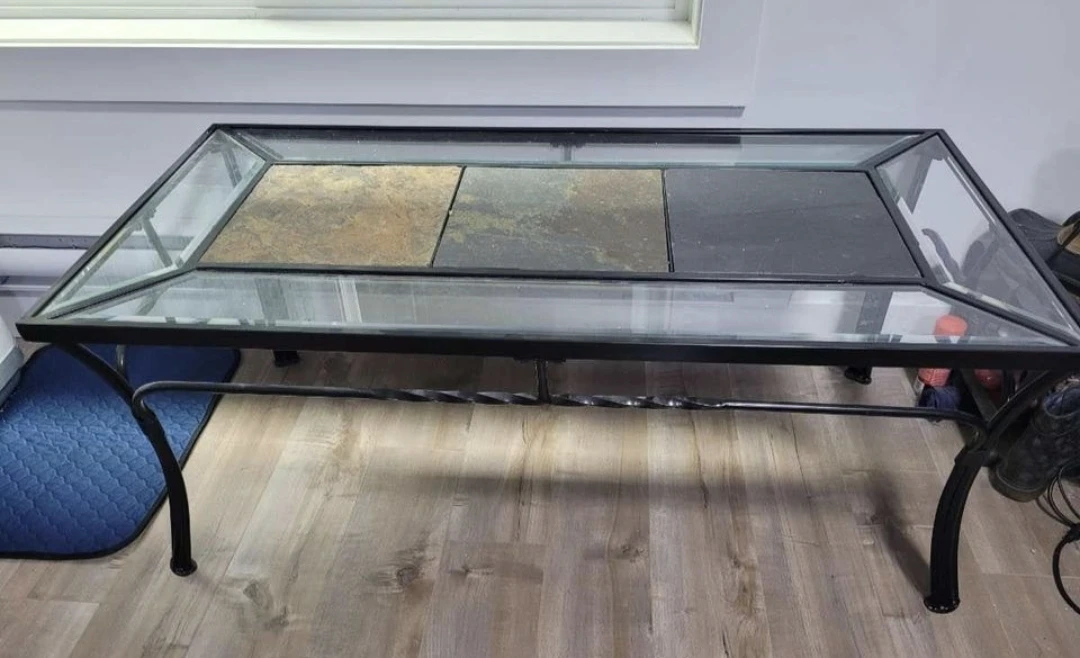 Patio Table Coffee Table - Stone, Glass, Metal - photo 2