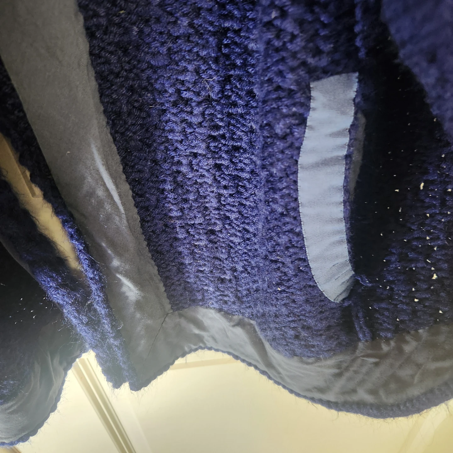 Navy Blue Knit Button-Up Cape - photo 4