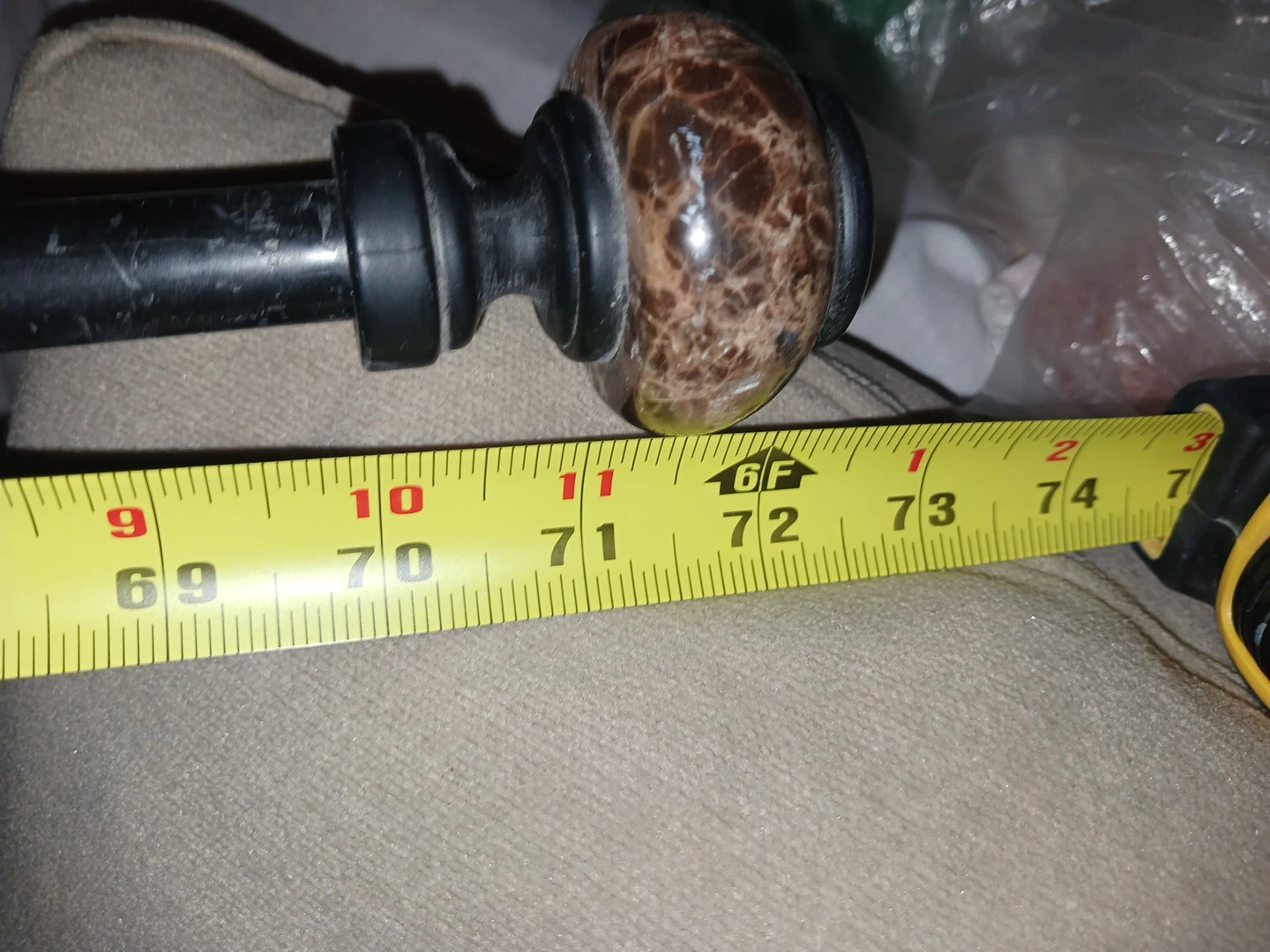 Black heavy duty curtain rod with marbled finials - photo 4