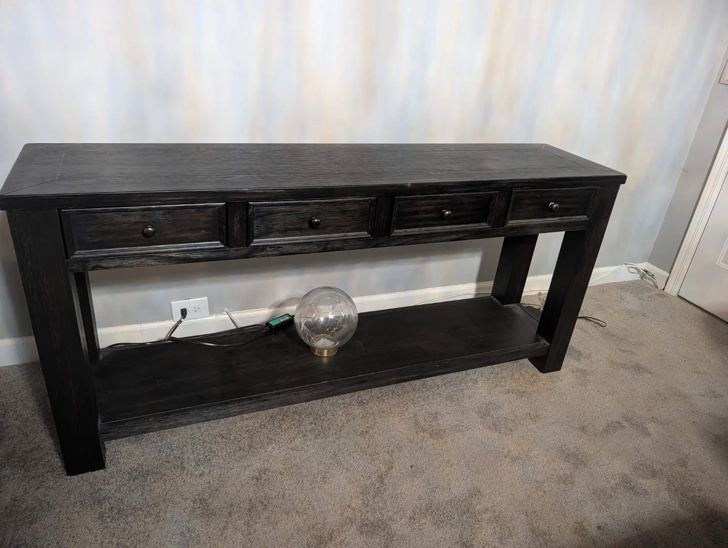Black Wooden Console Table with Drawers