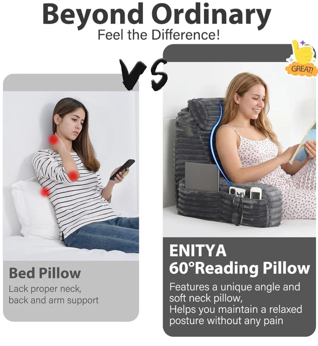 ENITYA Ivory Reading Pillow with Armrests – New - photo 5