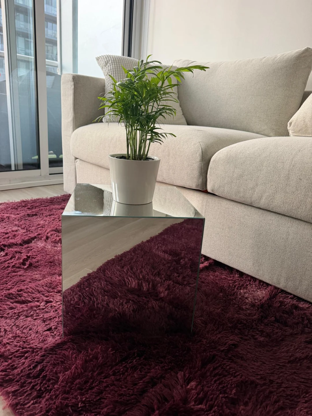 Mirrored Cube Side Table - photo 2