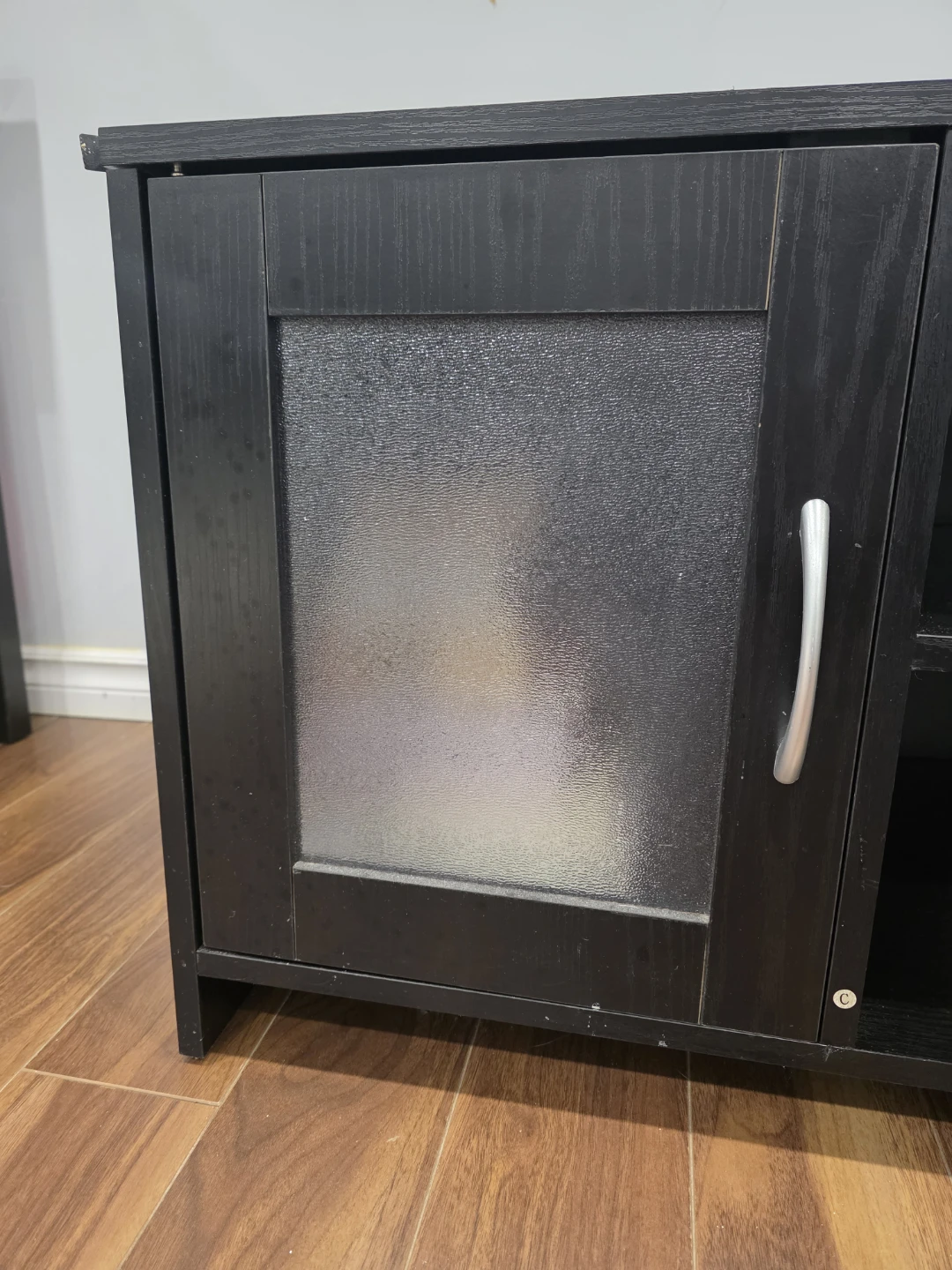 Black TV Stand with Glass Cabinet Door - photo 4