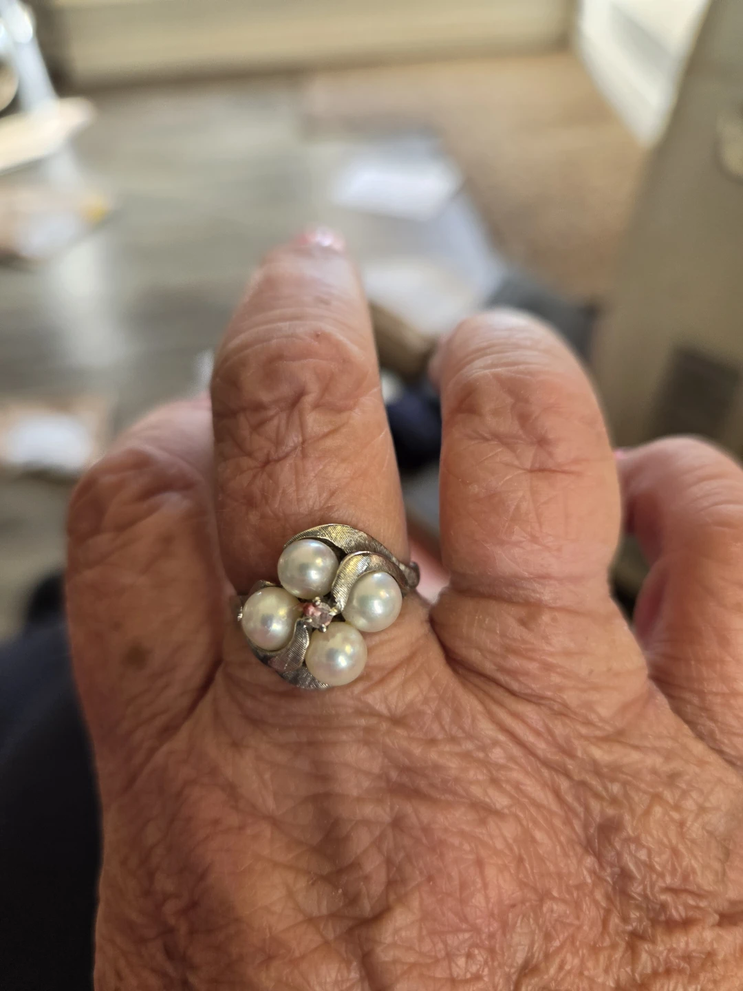 Vintage Four-Pearl Cluster Ring