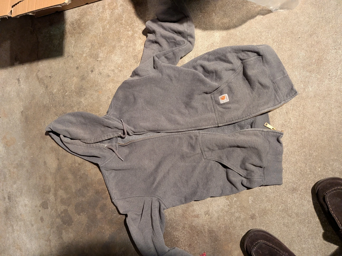 Carhartt Grey Zip-Up Hoodie - Size Large