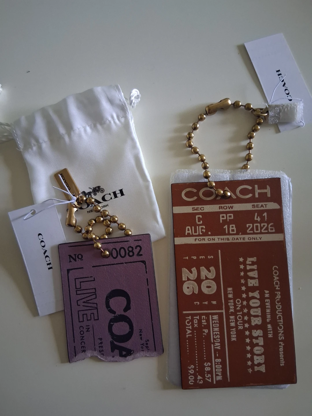 Coach ticket charm