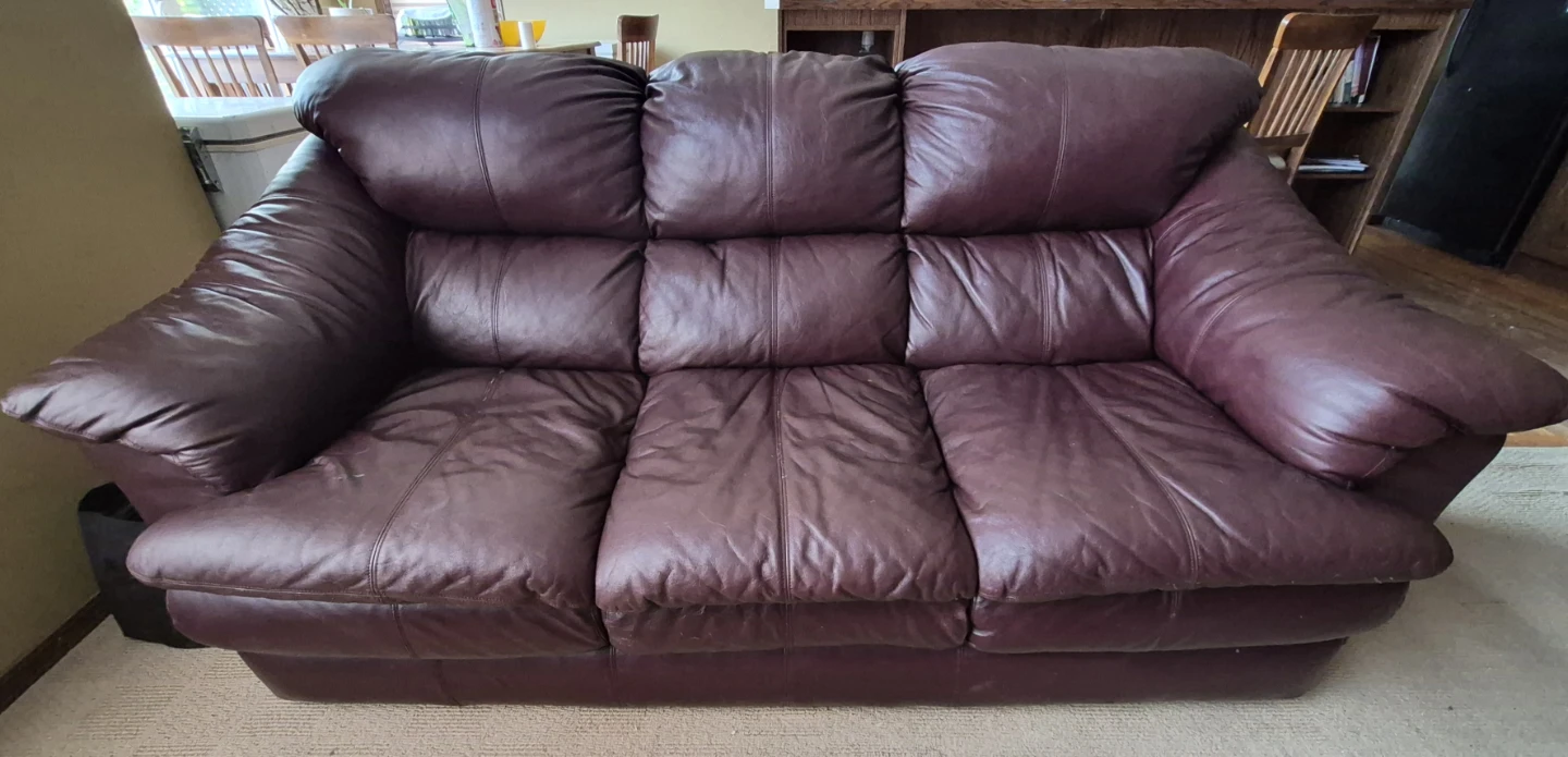Burgundy Leather Sofa and Loveseat - photo 2