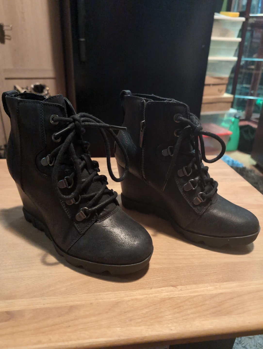 Leather Sorel Women's Wedge Boots Black - photo 2