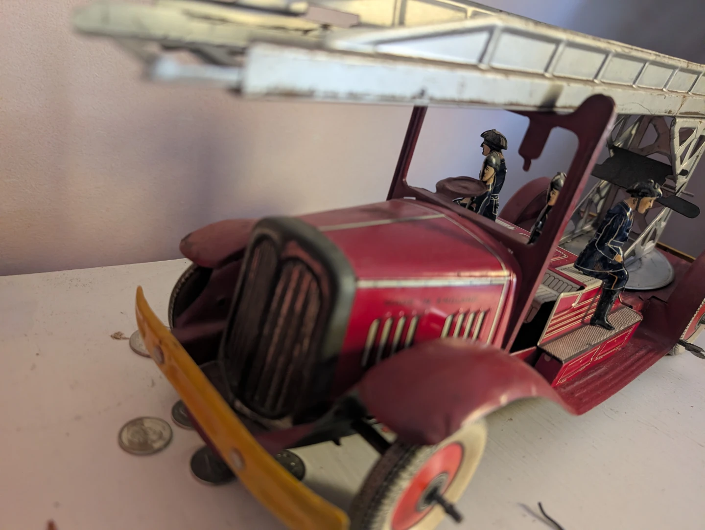 Vintage Tin Fire Engine Toy - photo 2