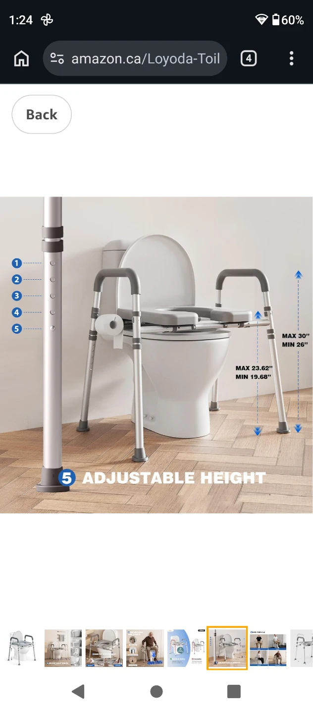 TOILET SEAT RISER , PADDED SEAT FOR SENIORS, 350 LB CAPACITY - photo 5