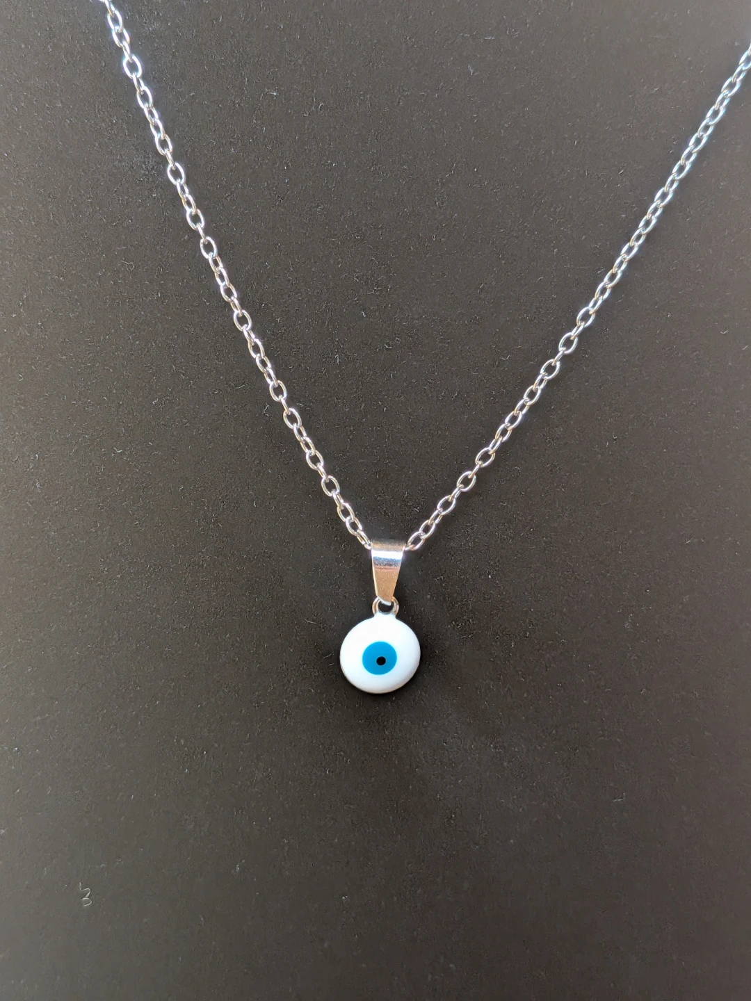 Dainty White Evil Eye Pendant Necklace