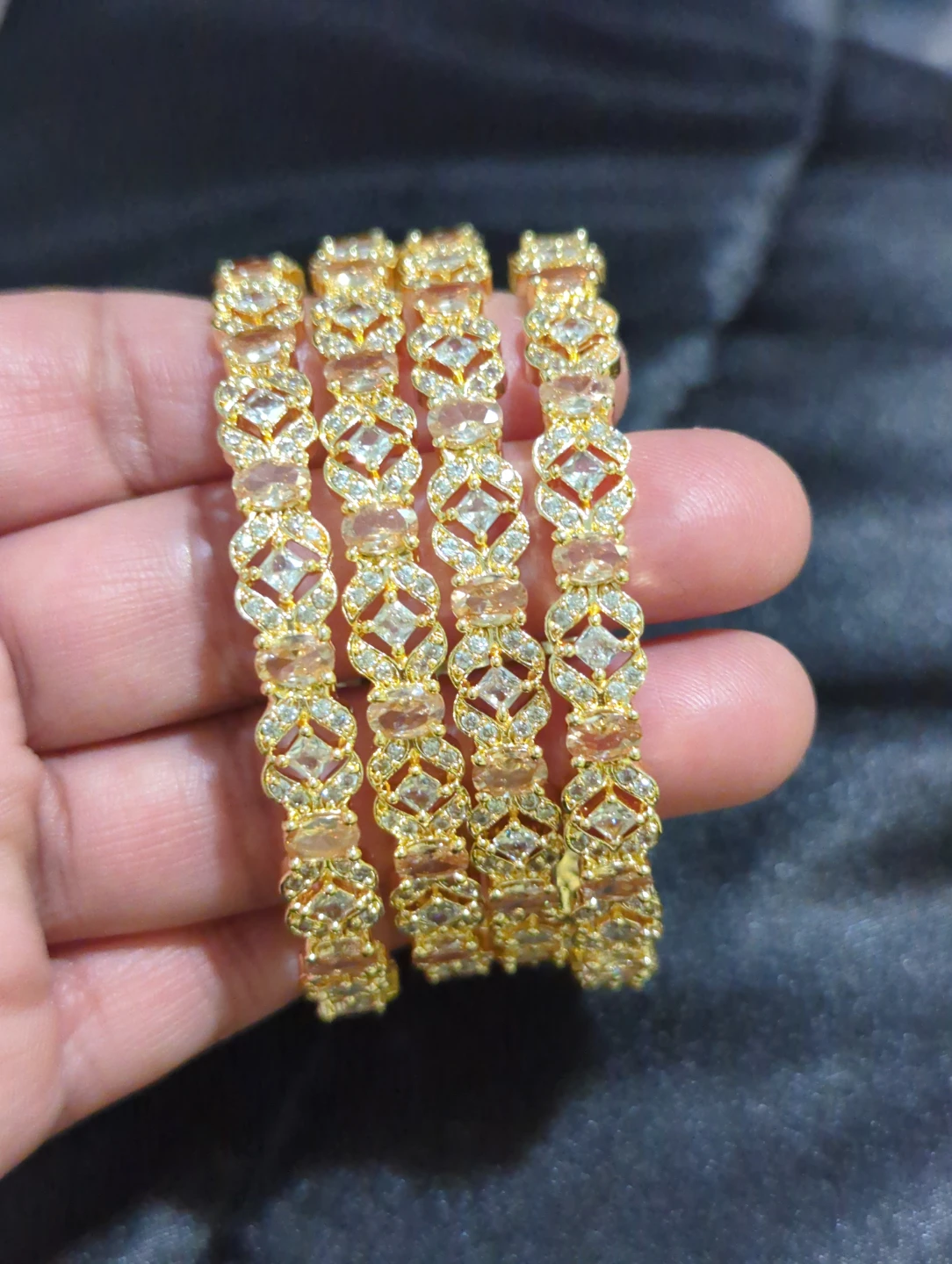 Set of 4 Gold-Tone Crystal Bangles - photo 2