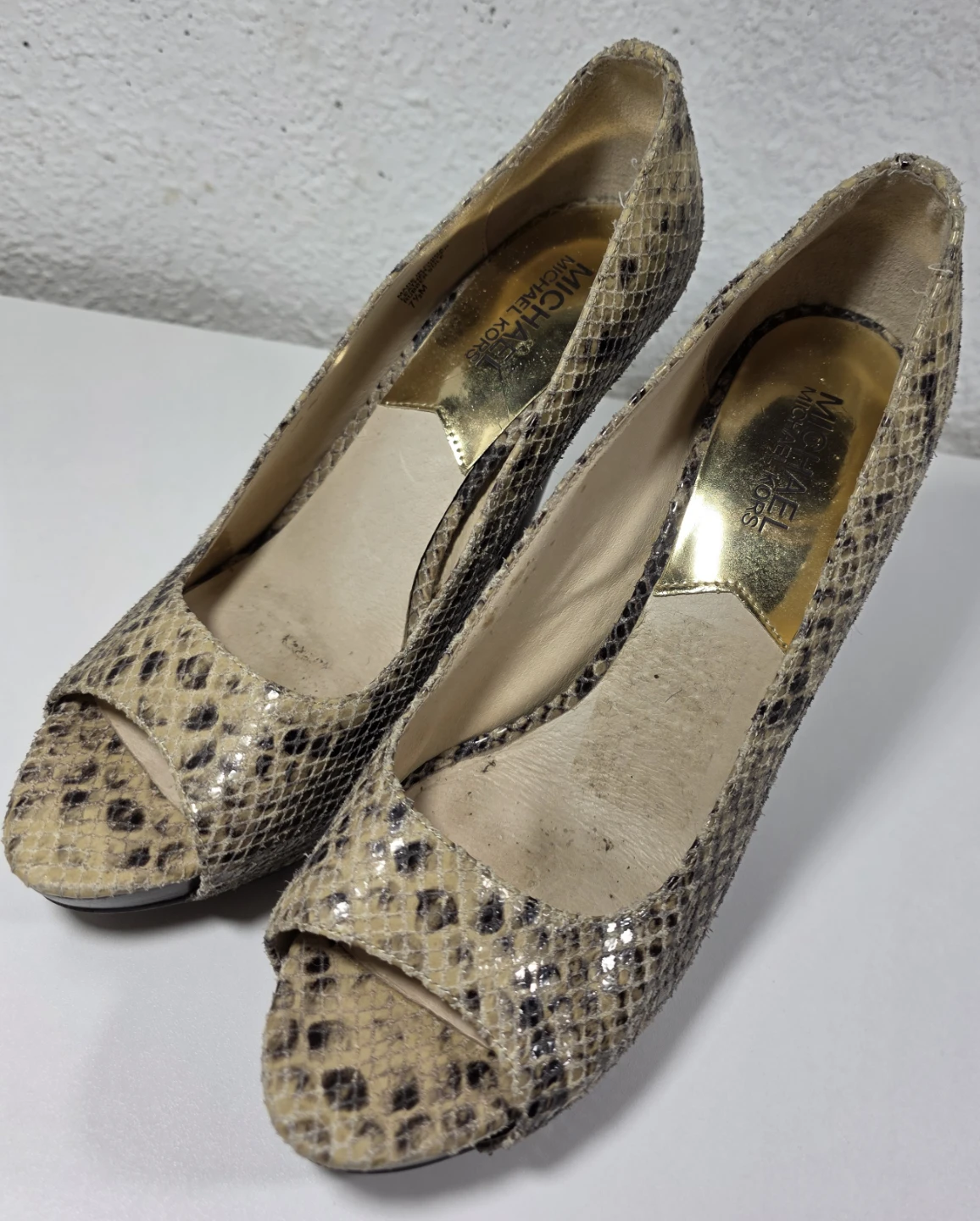 Michael Kors Snakeskin Peep-Toe Heels - photo 4
