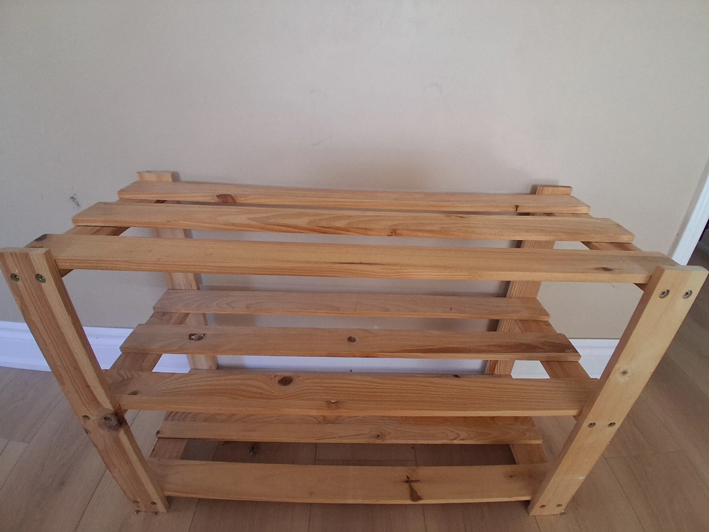 Natural Wood 3-Tier Shoe Rack