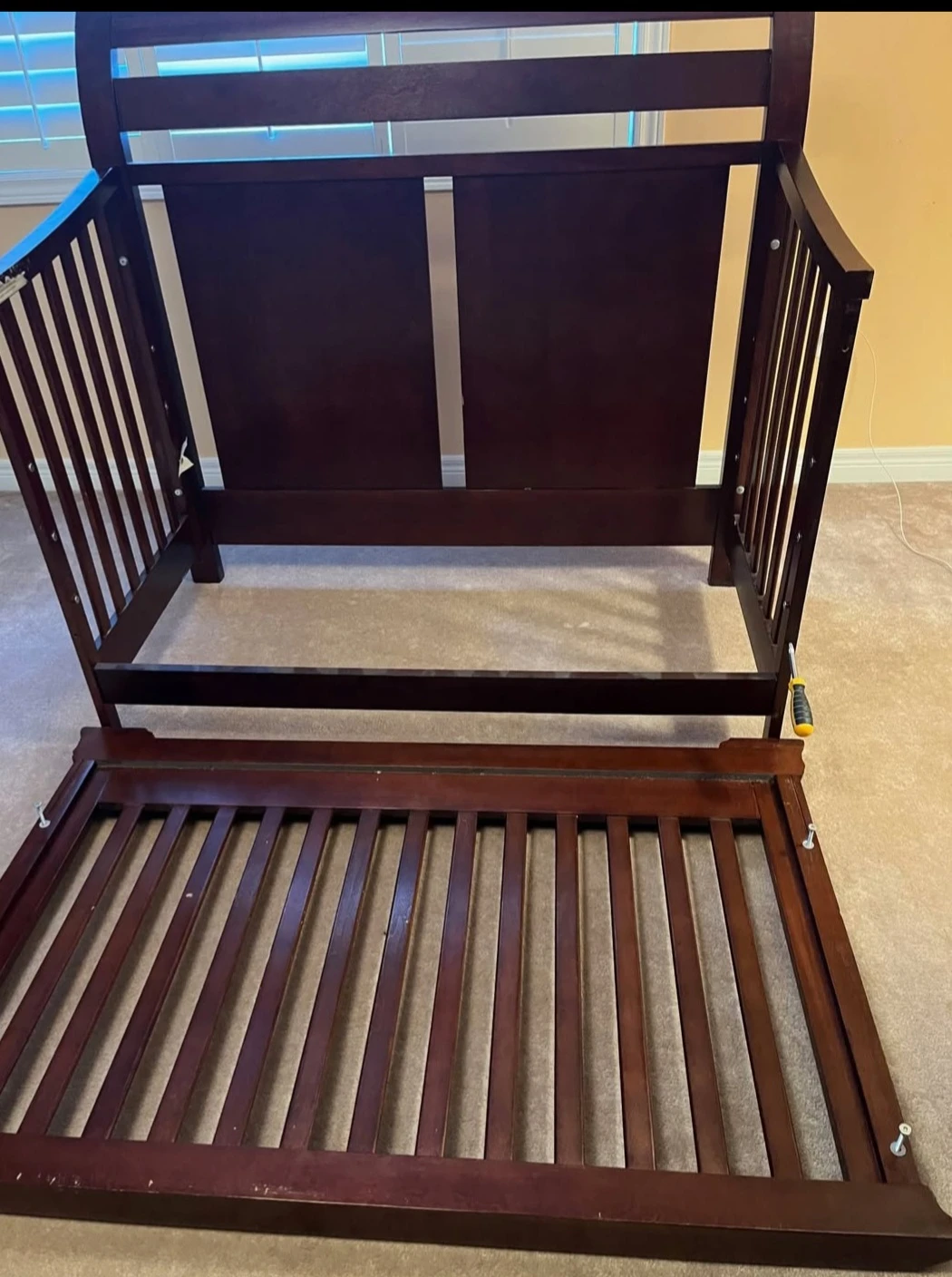 Dark Wood Baby Crib and organic cotton mattress - photo 3