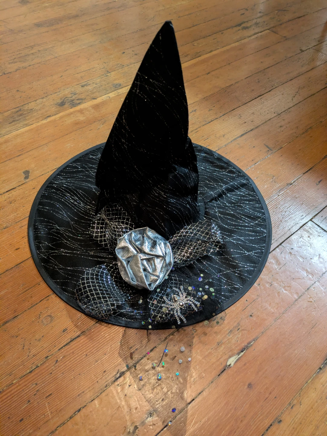 Black and Silver Fancy Witch Hat