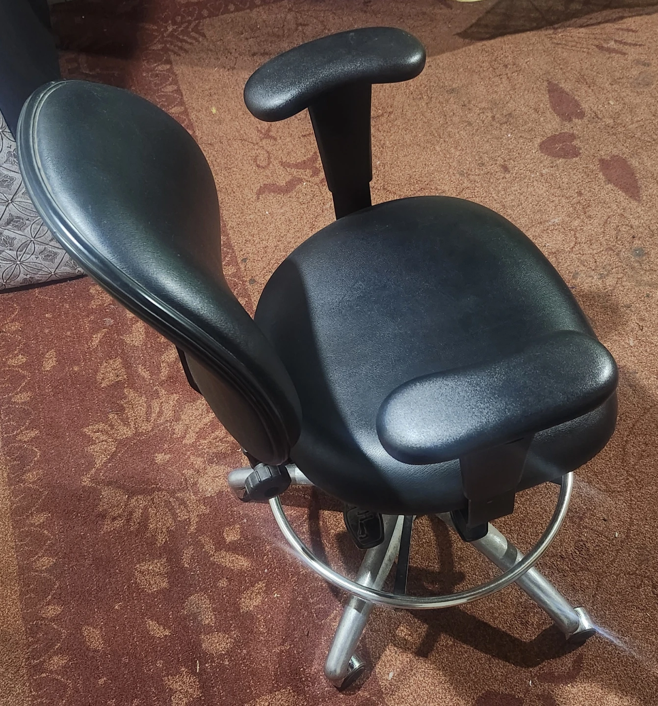 Black Drafting Task Chair with Foot Ring