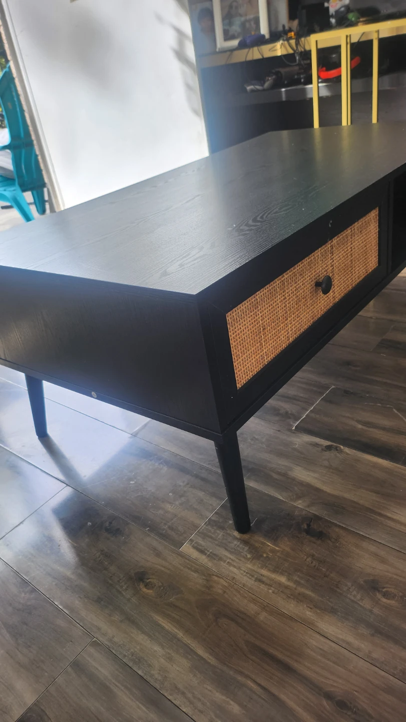 Black Rattan Coffee Table - photo 2
