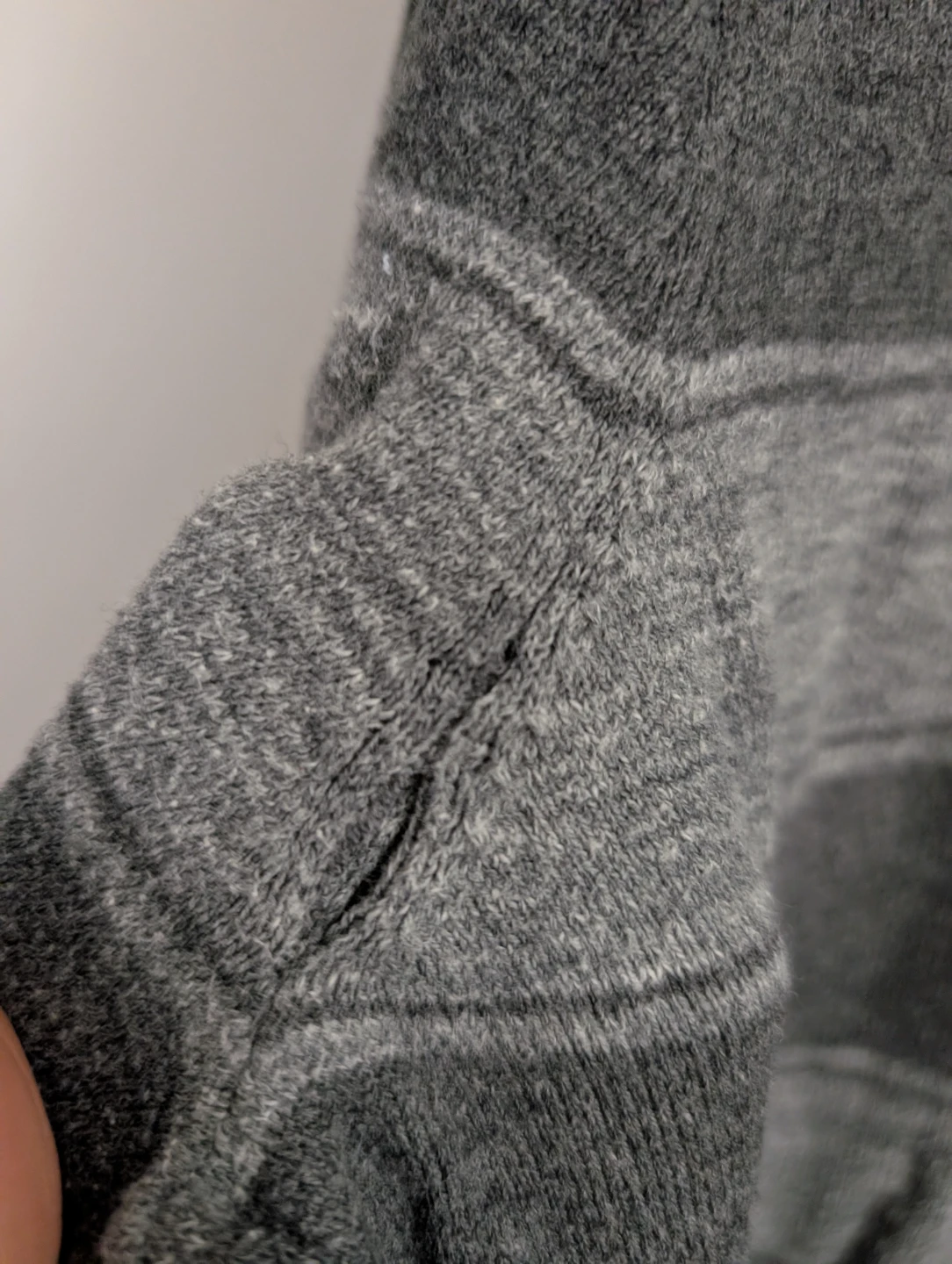 Gray Striped Cotton Sweater Distressed Hole at the back - photo 4