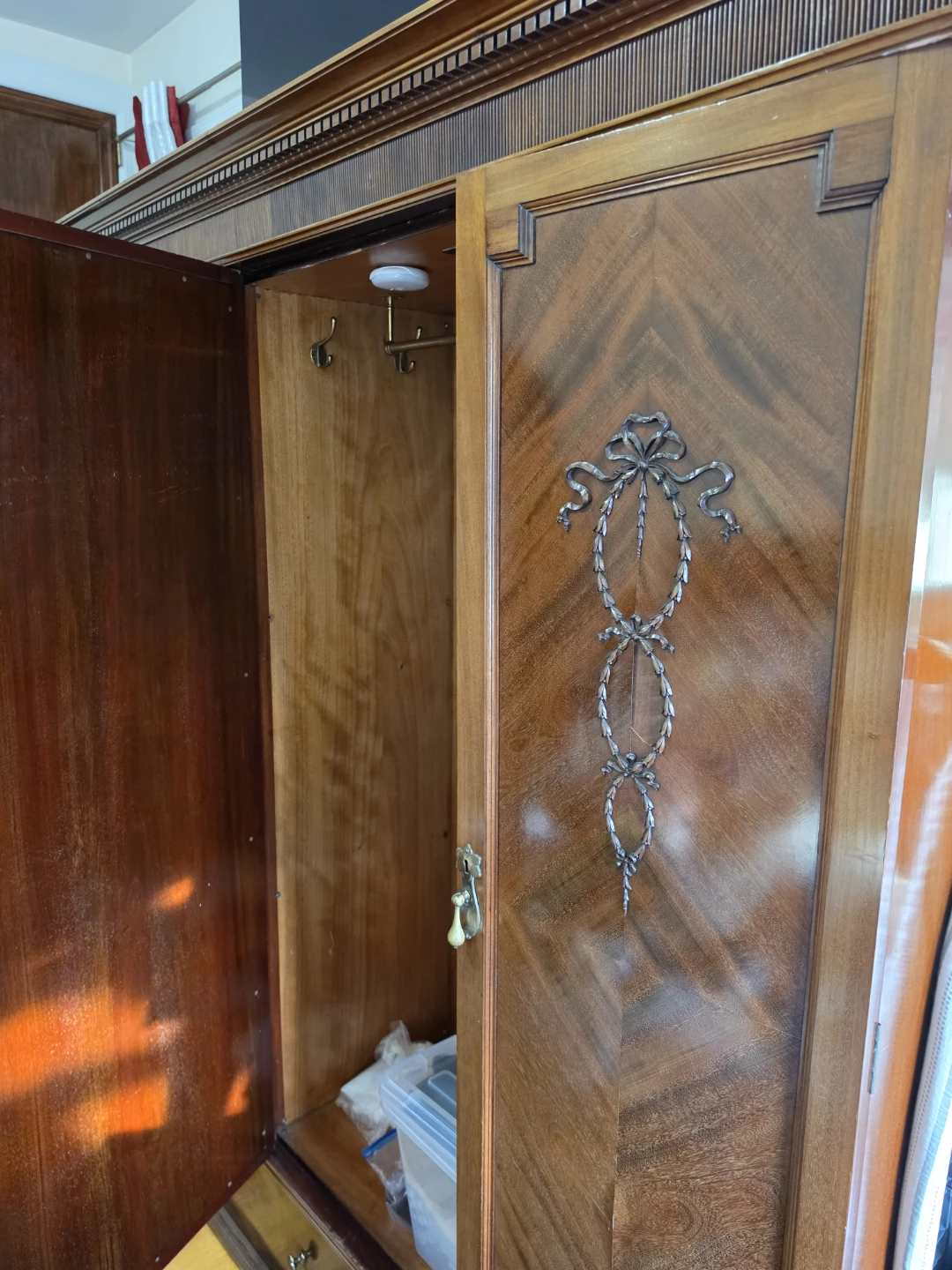 Vintage Wooden Armoire with Mirror