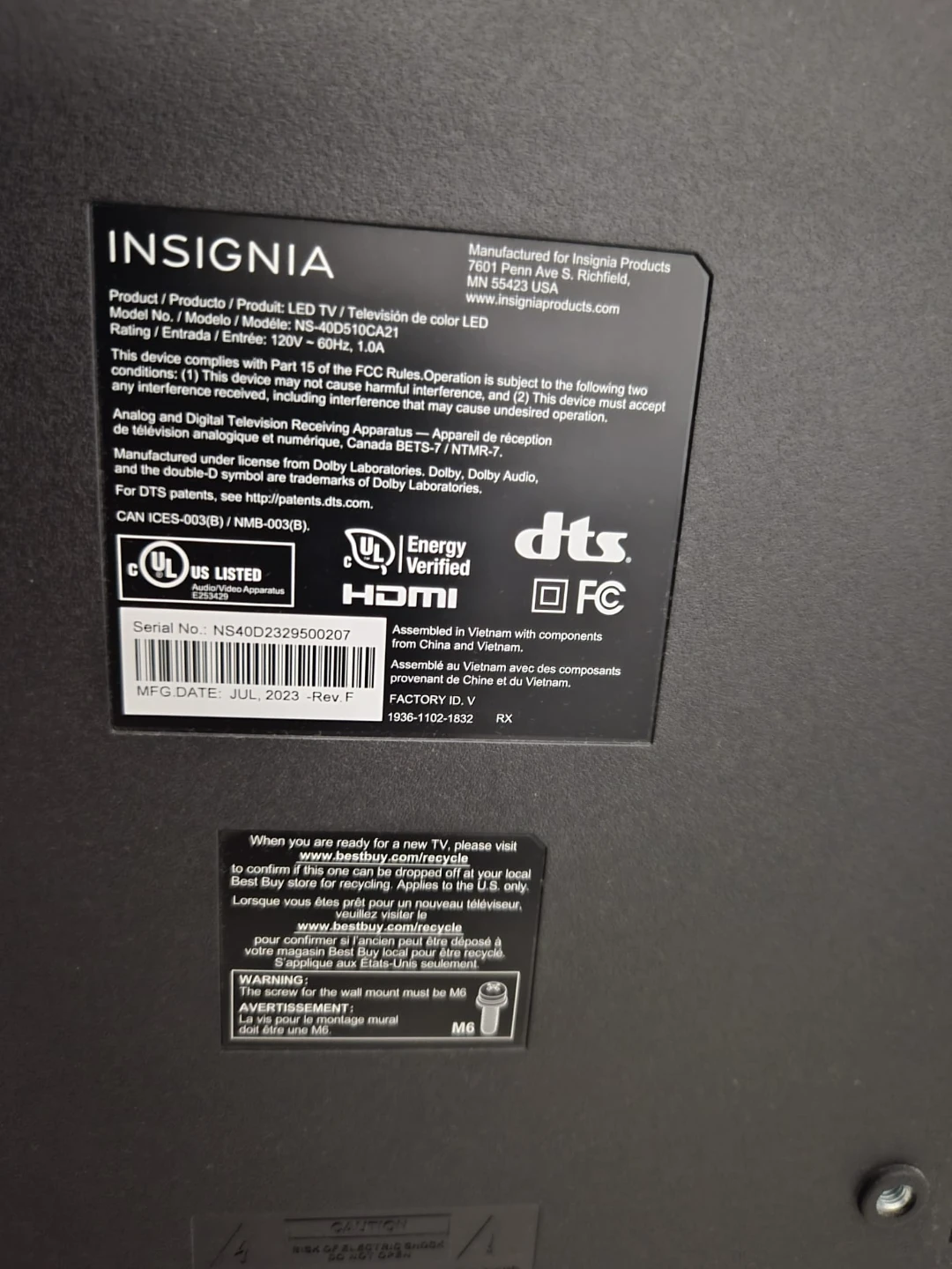Insignia 40-inch LED TV & White TV stand & Amazon Fire Stick - photo 4