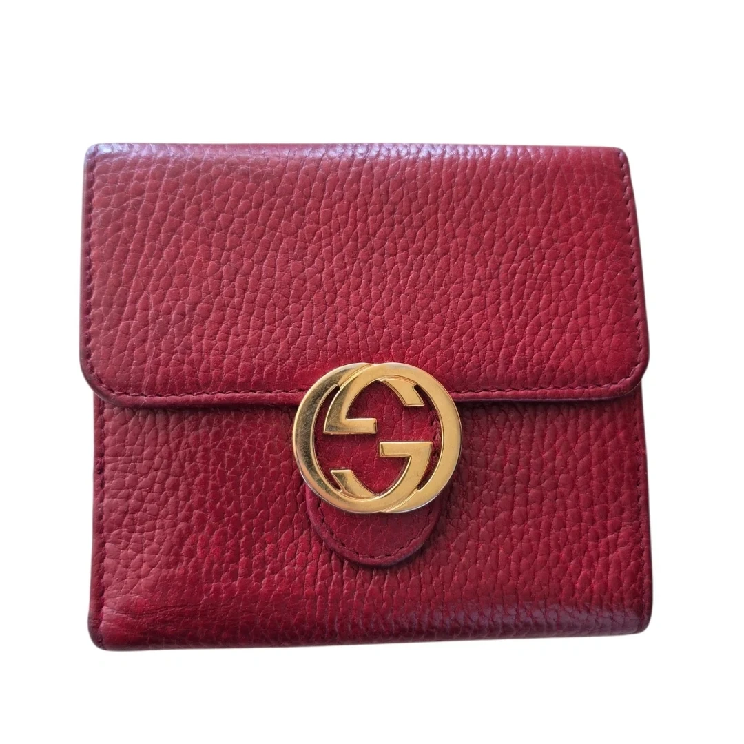 Gucci GG Interlock Red Leather Bifold Wallet