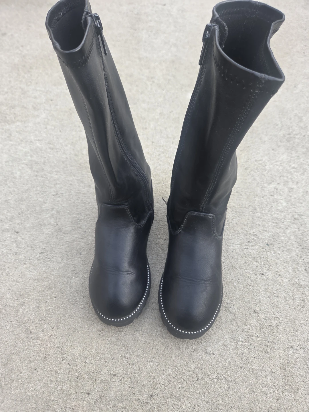 Black Studded Knee-High Boots