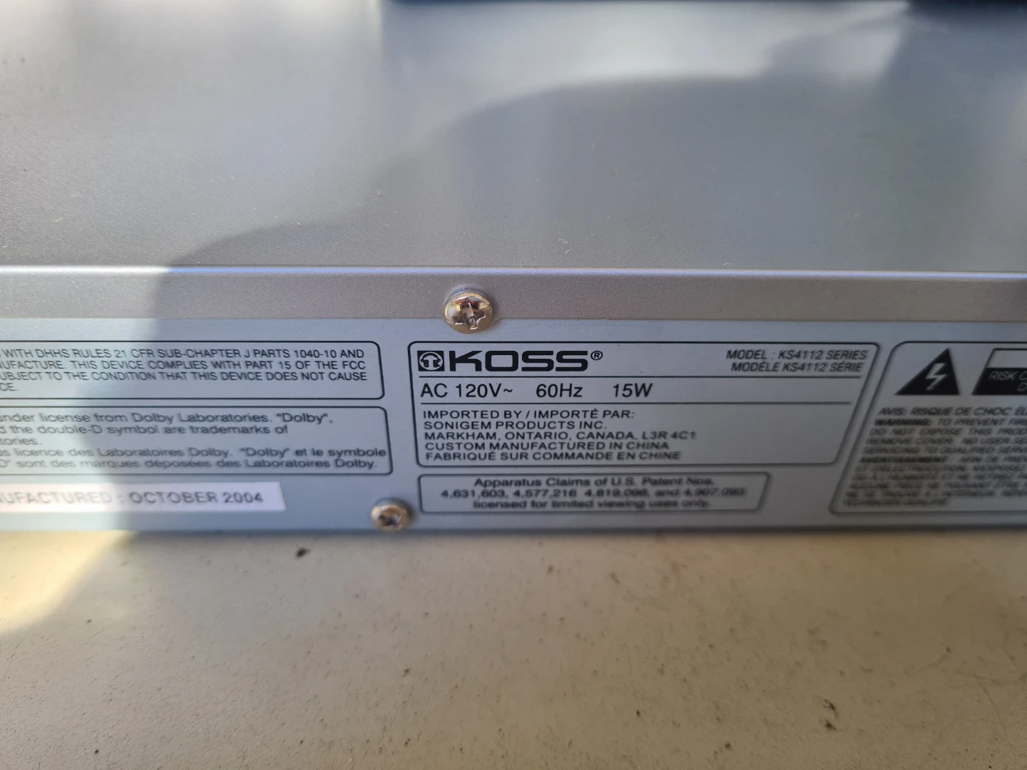 Koss KS4112 Slim DVD/VCD/CD Player - photo 3