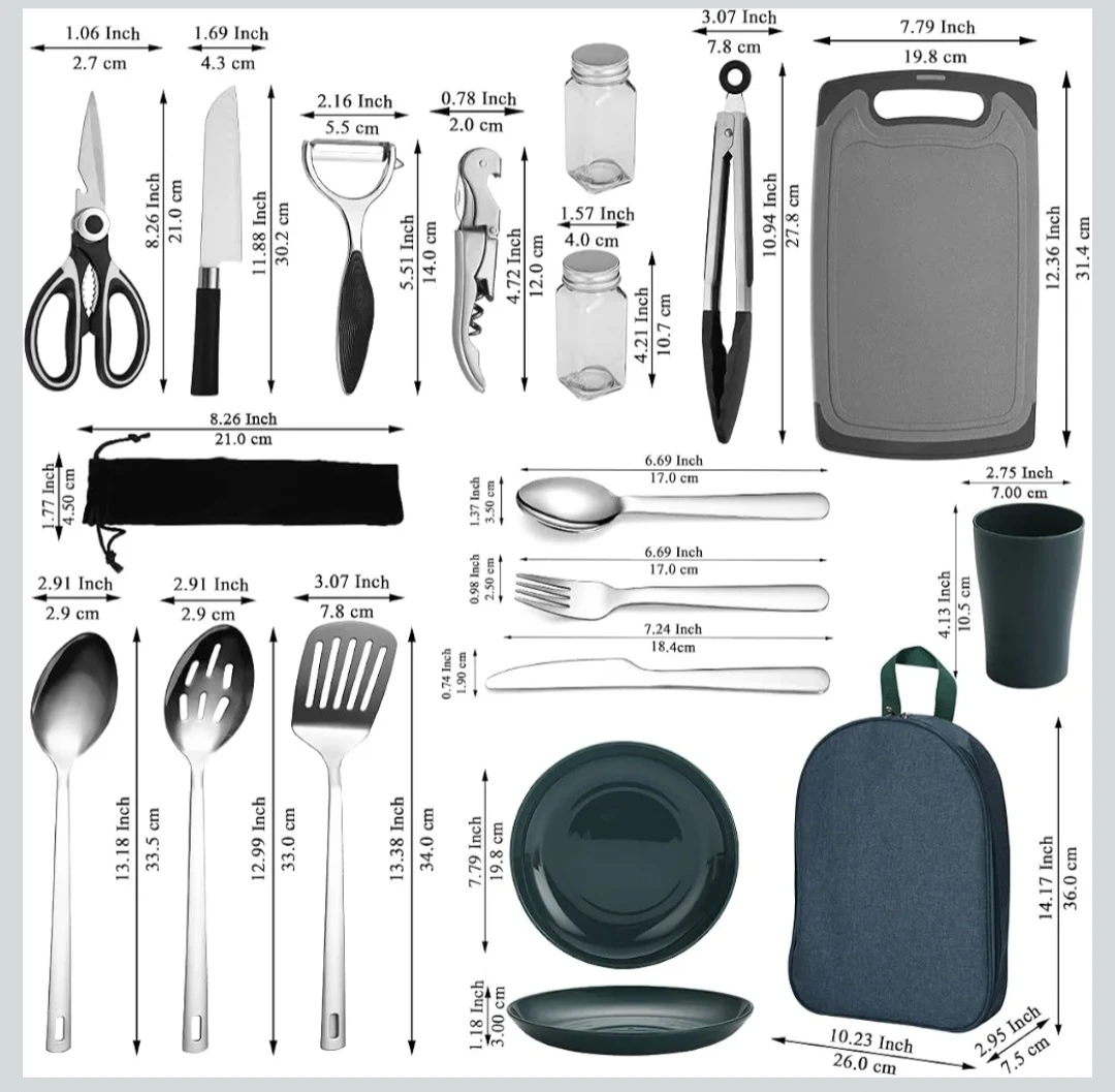 23-Piece Camping Cooking Utensil and Tableware Set - photo 2