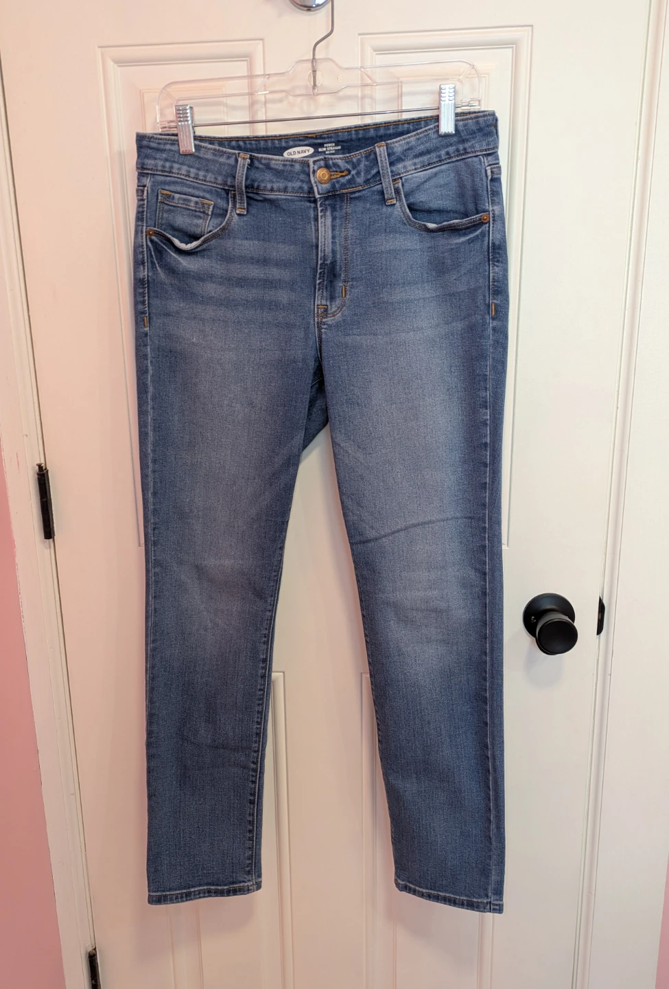 Old Navy Power Slim Straight Mid Rise Blue Jeans Size 8