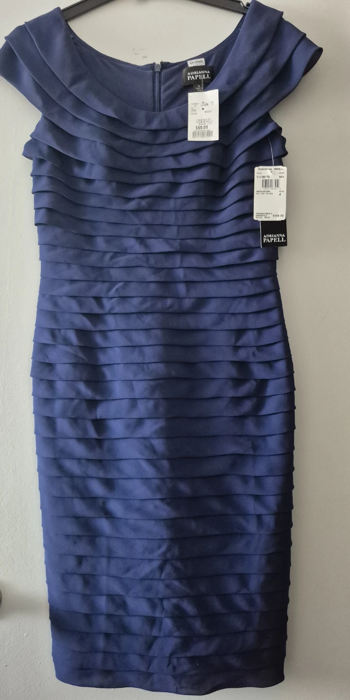 Adrianna Papell Navy Tiered Dress Size 4 - photo 3