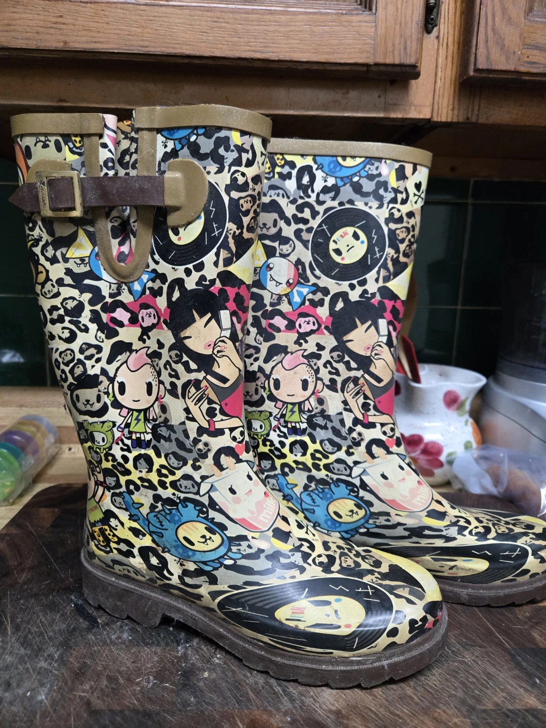 Tokidoki Leopard Print Rain Boots Size 8