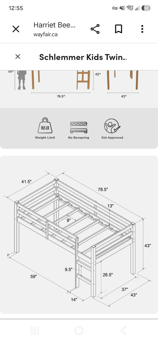 Kids Twin Loft Bed + IKEA Foam Mattress Set (Great Condition) - photo 3