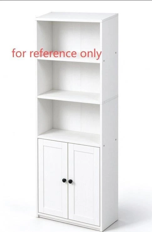 New 5-Tier Bookcase with Doors - White