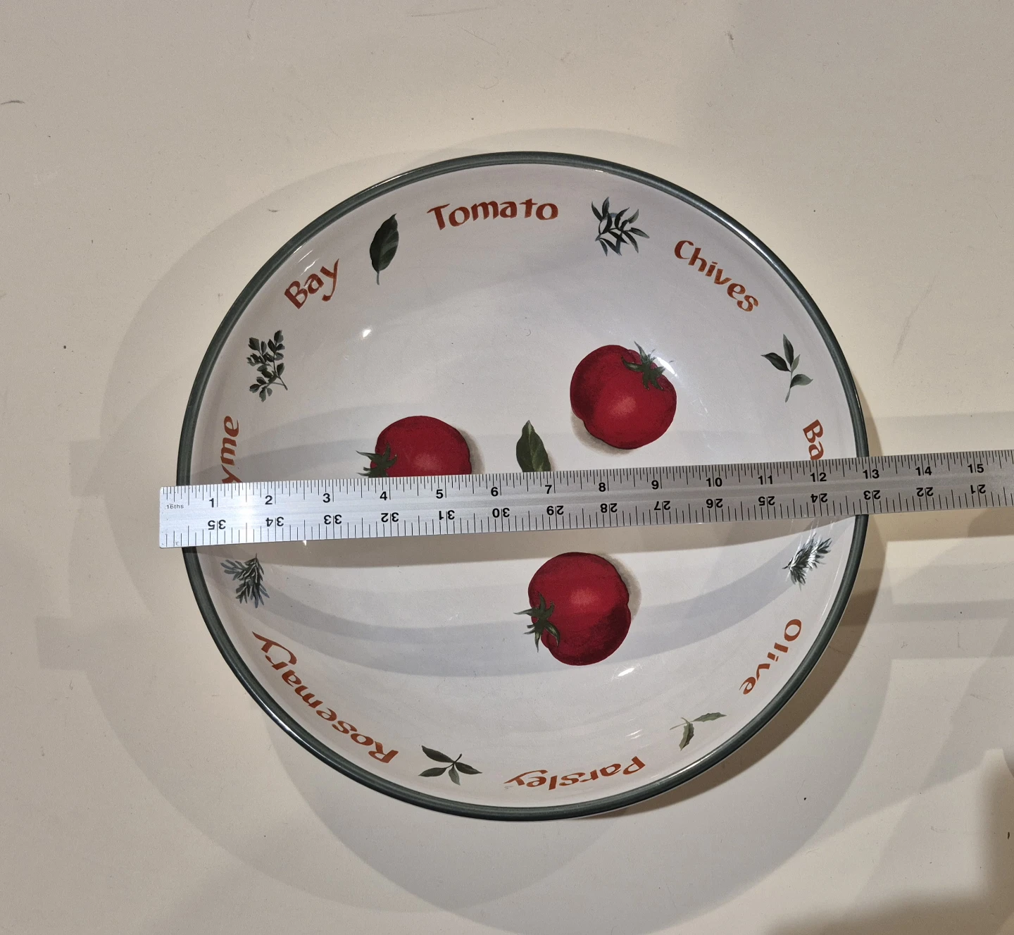 Ceramic Herb and Tomato Design Serving Bowl (Skokie) - photo 2