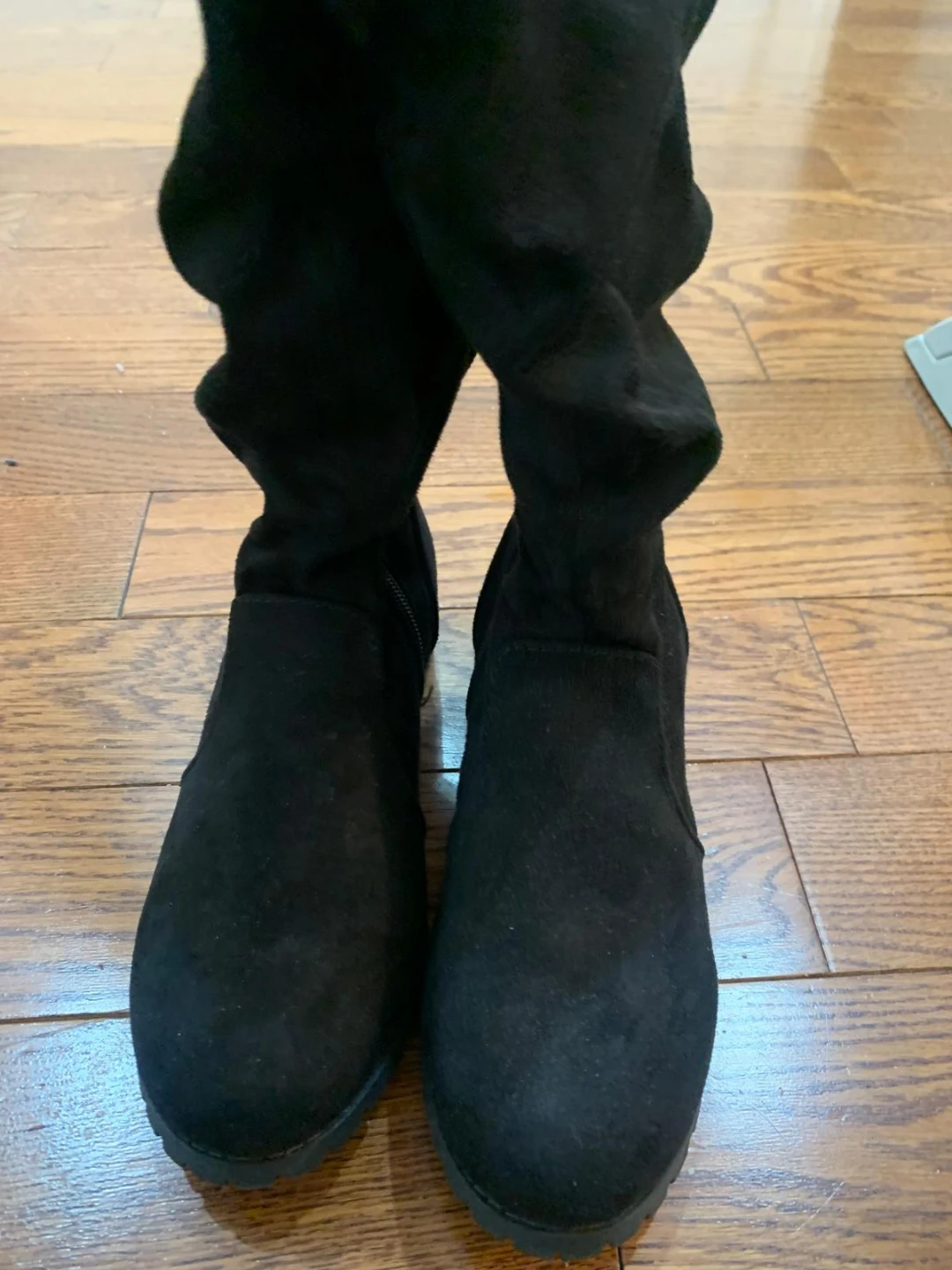 Justice Black Suede-Look Slouch Boots