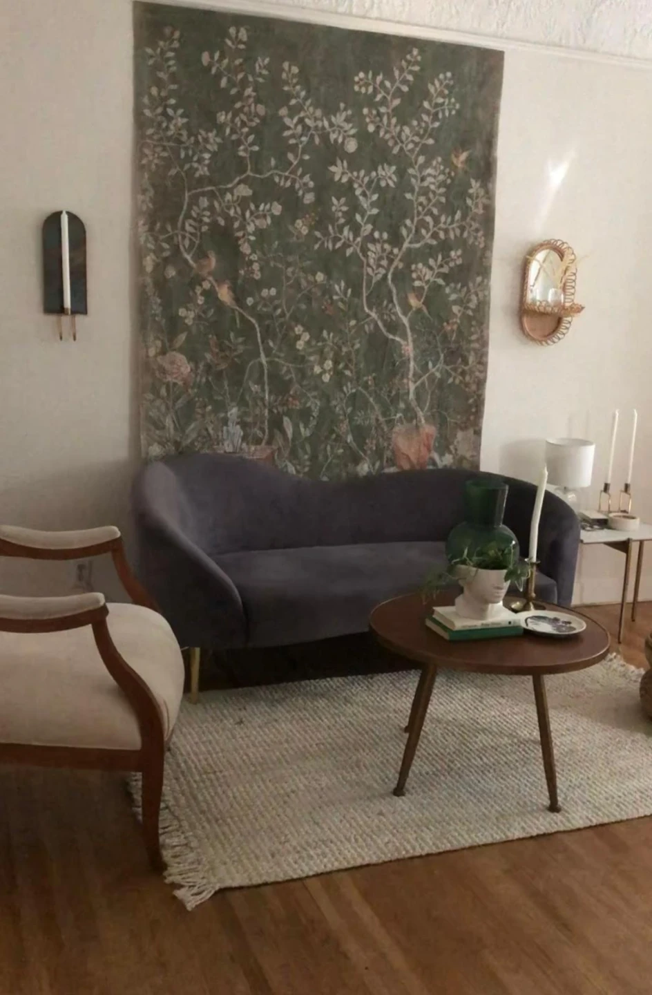 Grey Velvet Curved Loveseat – Excellent Condition