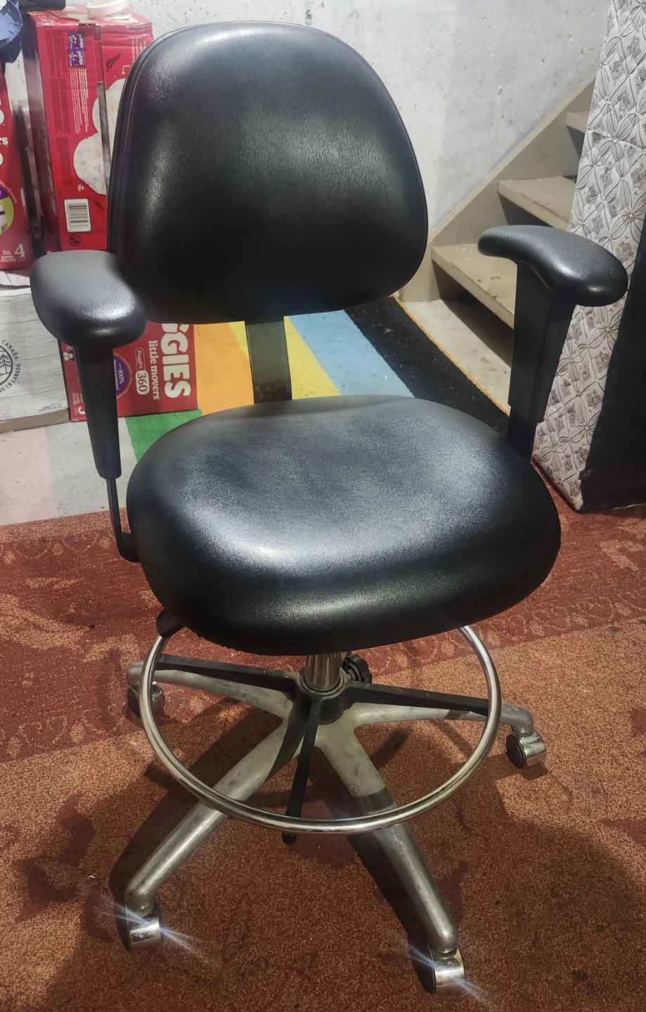 Black Drafting Task Chair with Foot Ring - photo 2