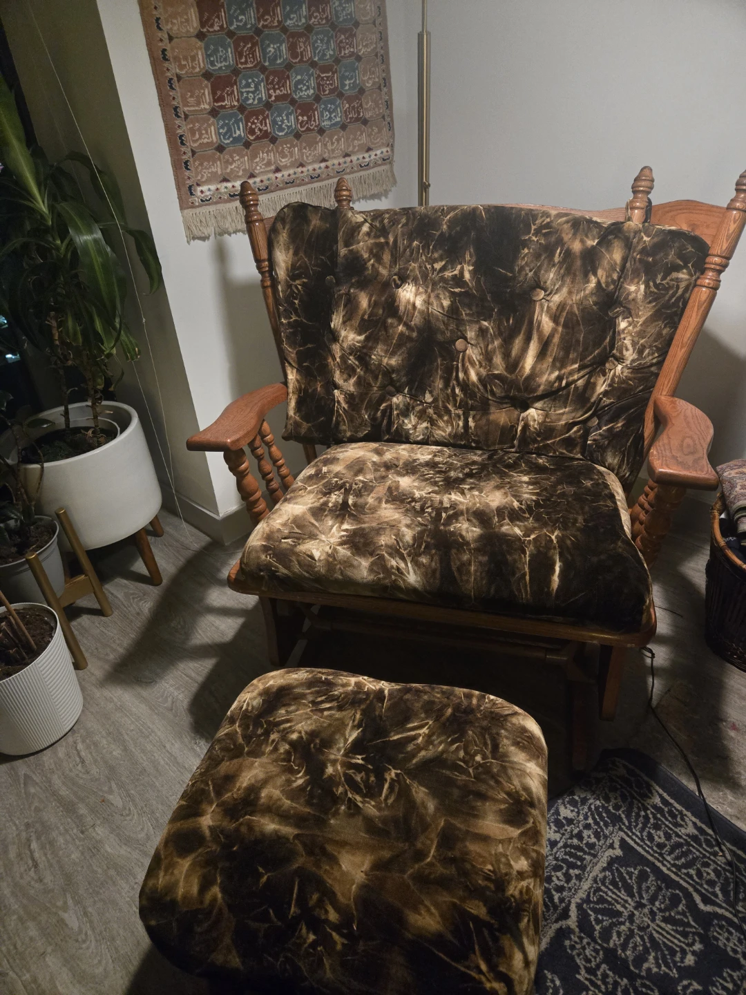 Wooden Glider Rocking Chair with Ottoman - photo 2