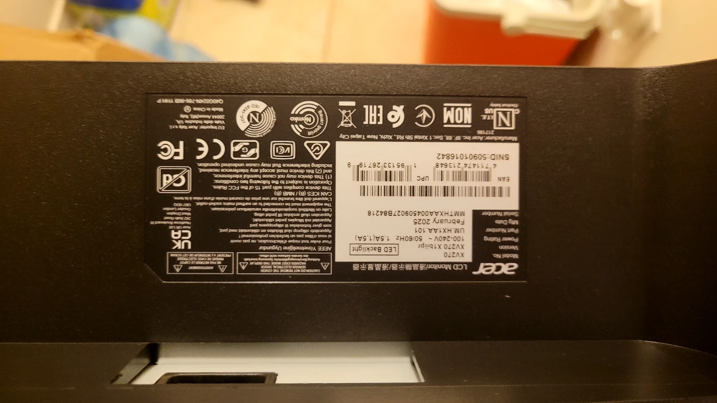 Damaged Acer XV270 X1biip LCD Monitor - photo 4