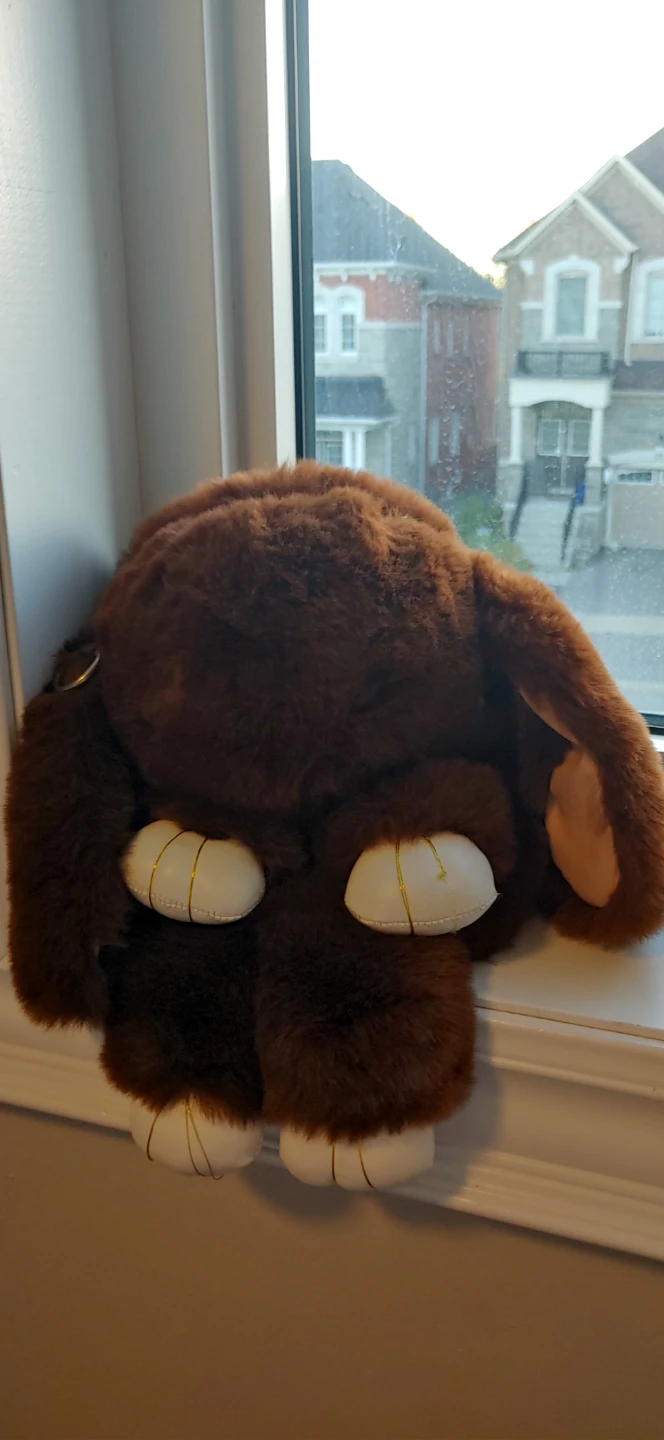 Brown Faux Fur Rabbit Plush With Zipper