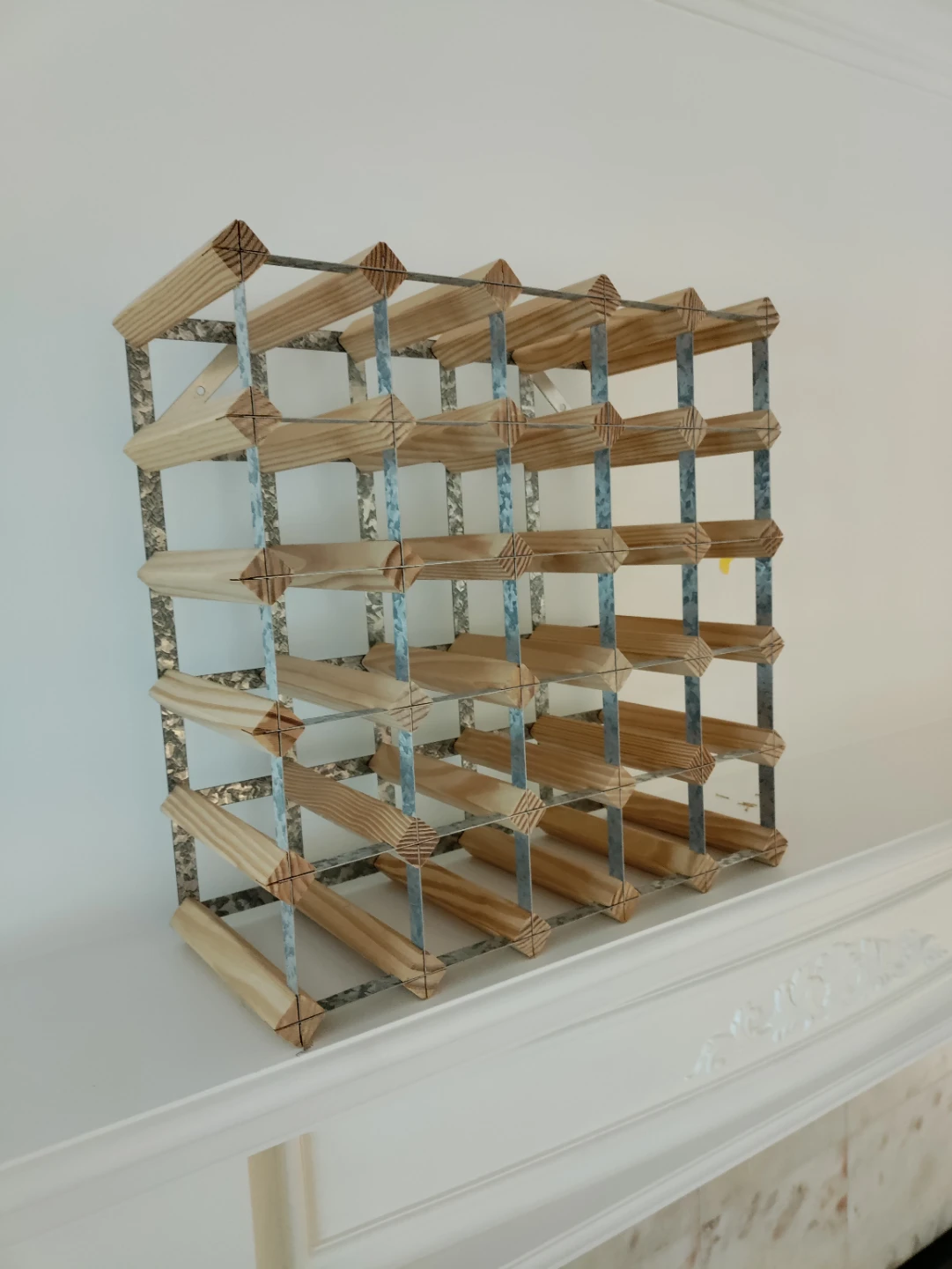 Wooden and Galvanized Steel Wine Rack
