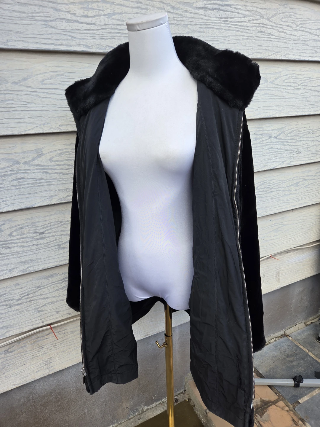 Black Reversible Faux Fur Jacket - photo 3
