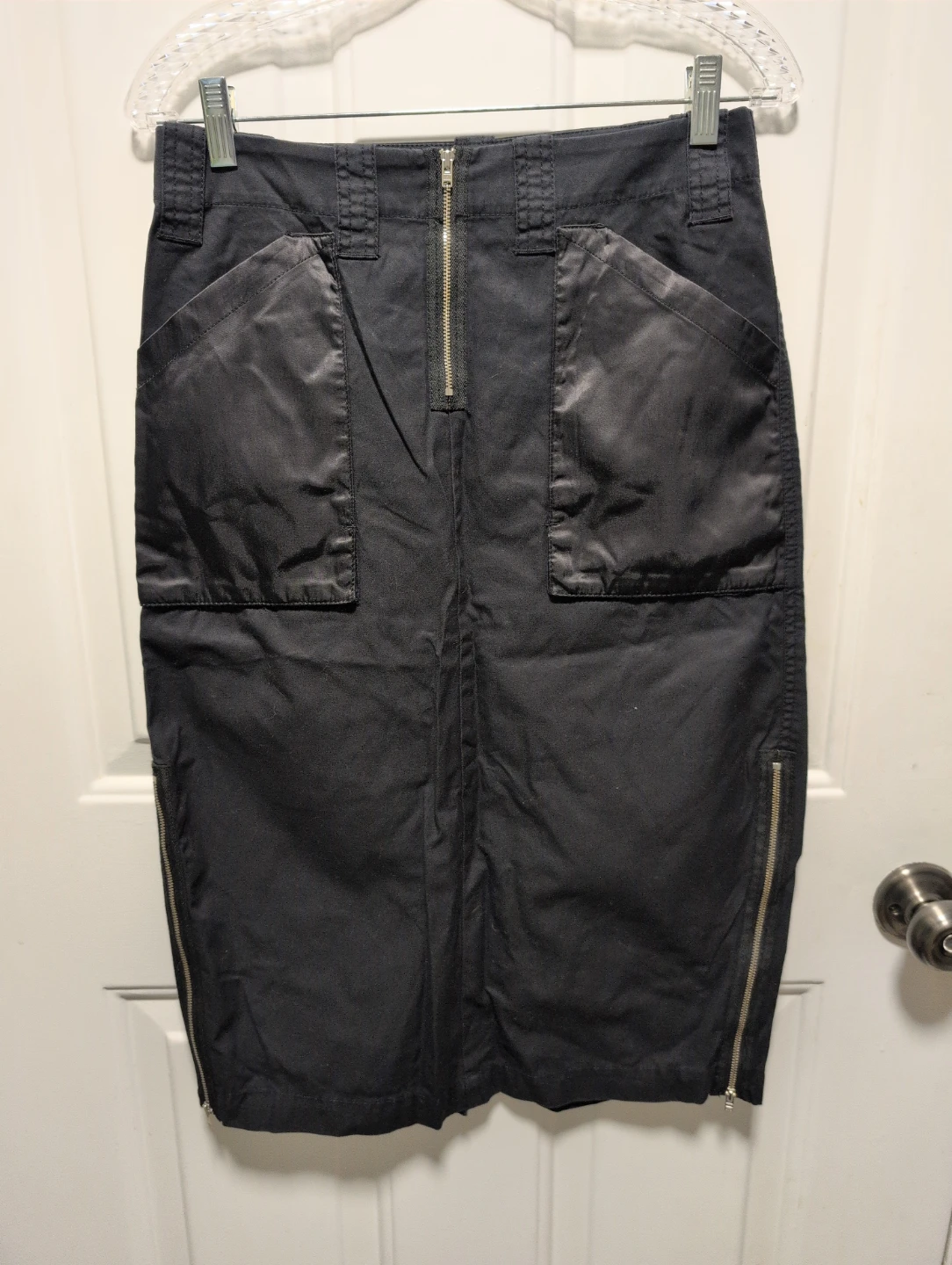 Black Zipper Detail Pencil Skirt