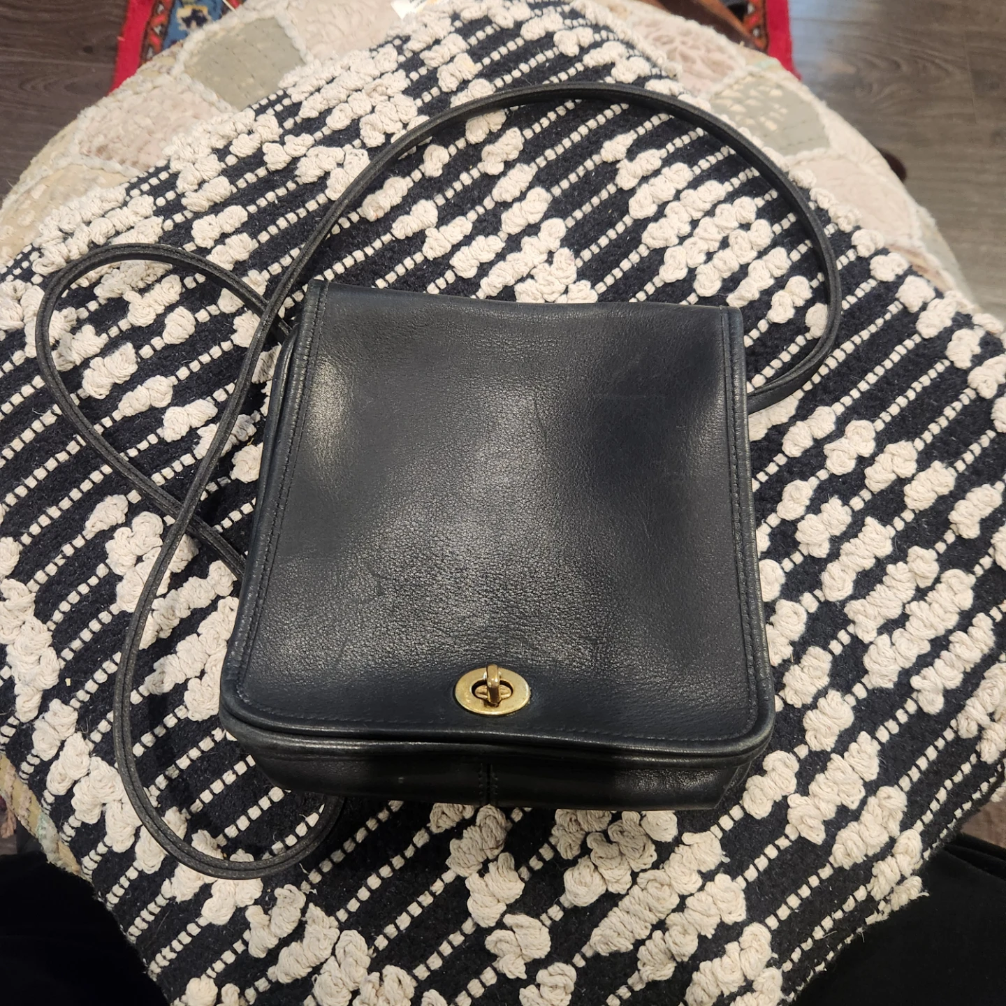 Vintage Coach Black Leather Crossbody Bag