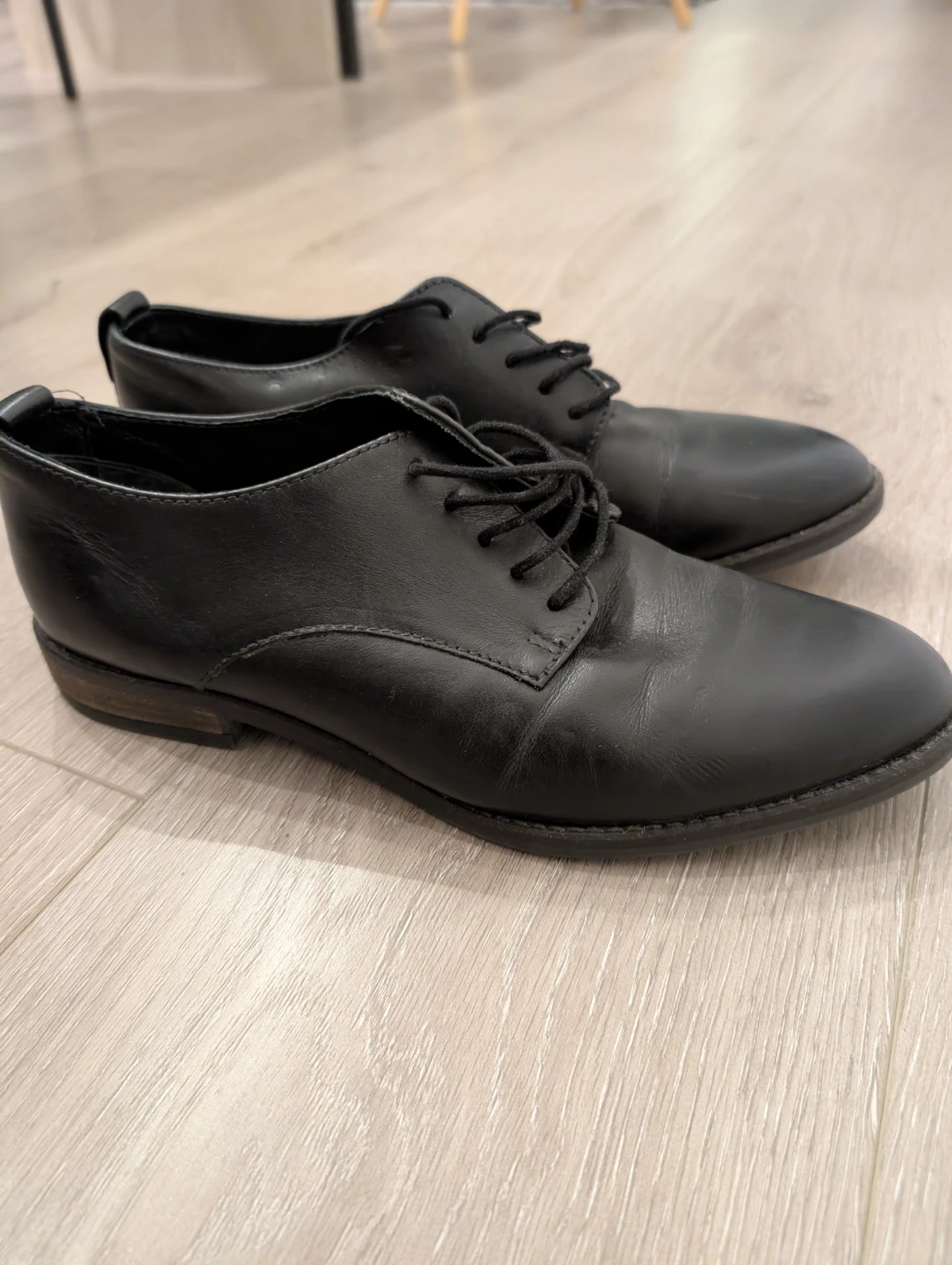 Black leather classic dress shoes